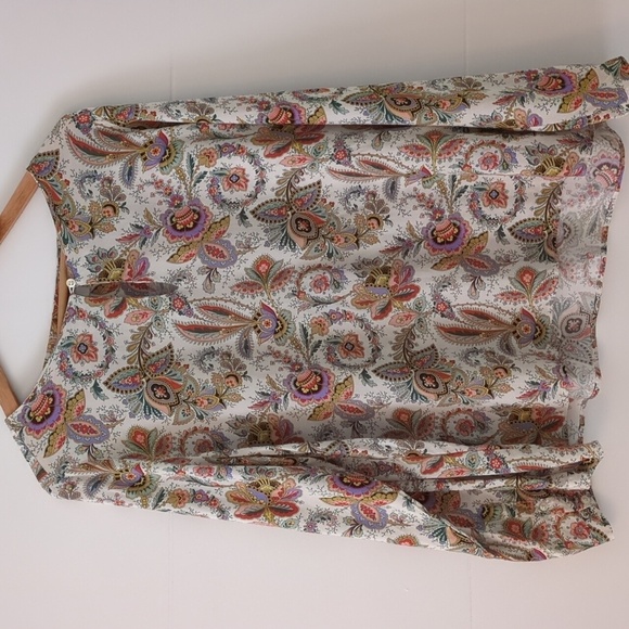 Cyrillis Paris lightweight boho blouse front keyhole feminine print - Picture 1 of 9